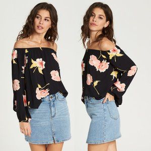 Billabong Mi Amore Off the Shoulder Flowy Floral Top Small
